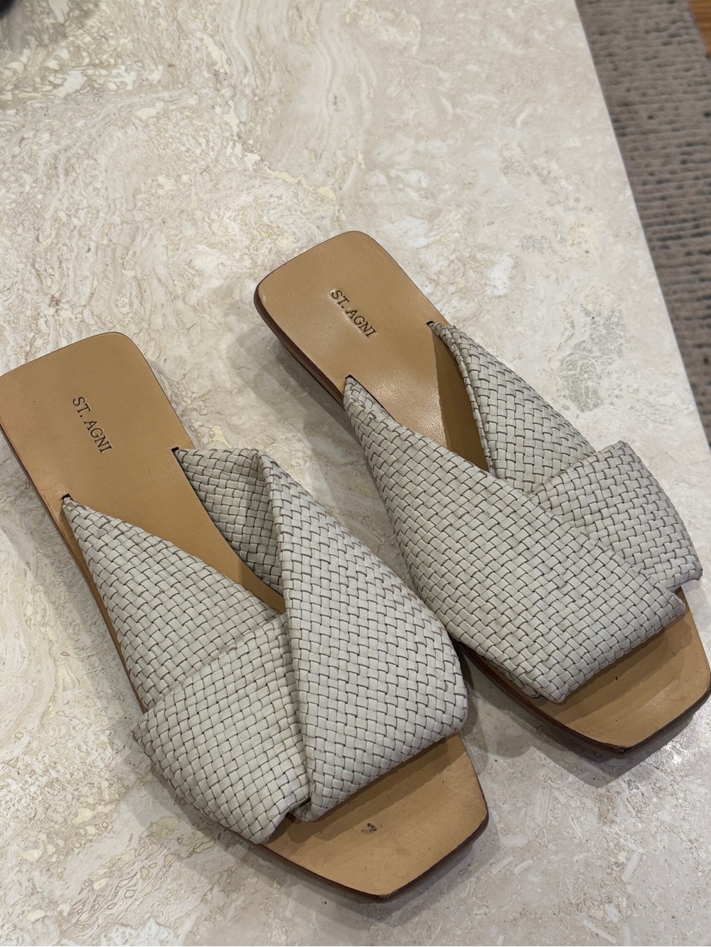 St Agni leather woven sandals